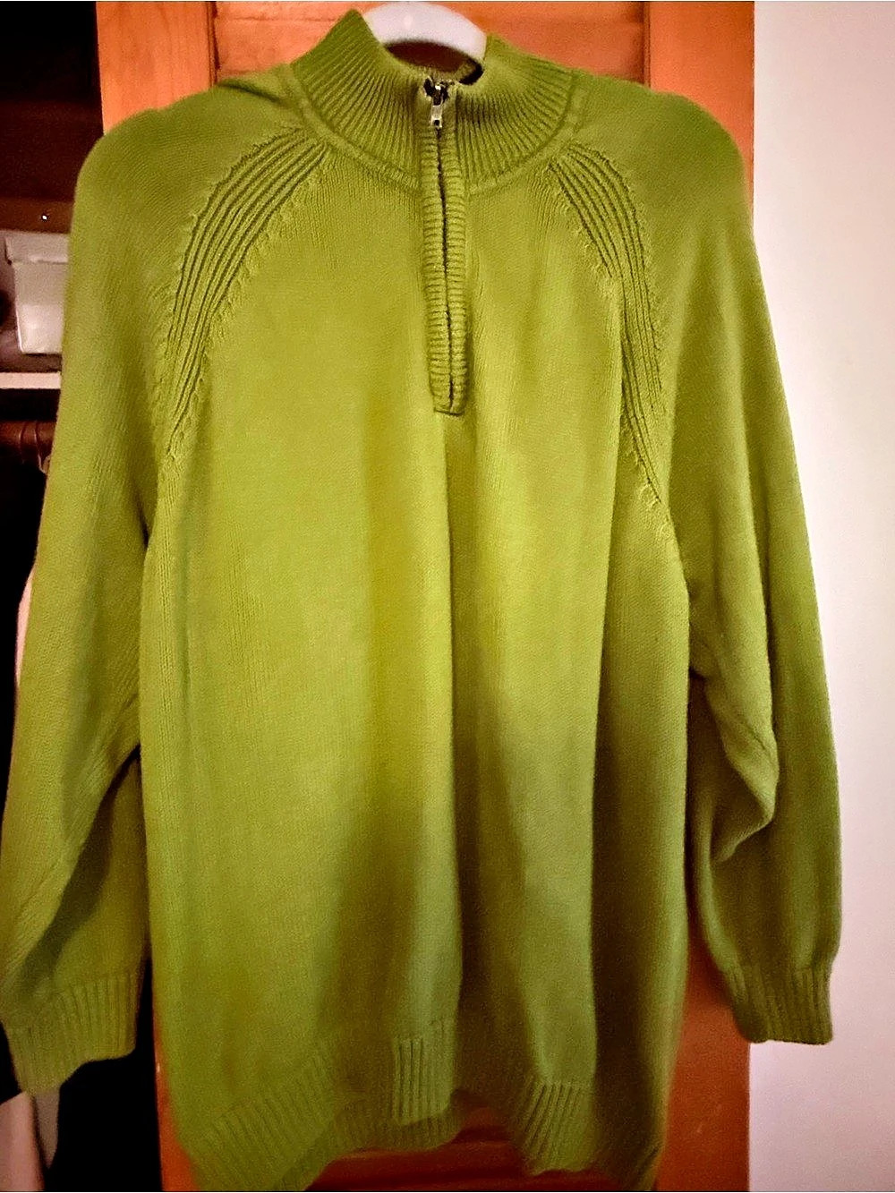 Bill Blass Men's Zip-Up Sweater in Green Size XL